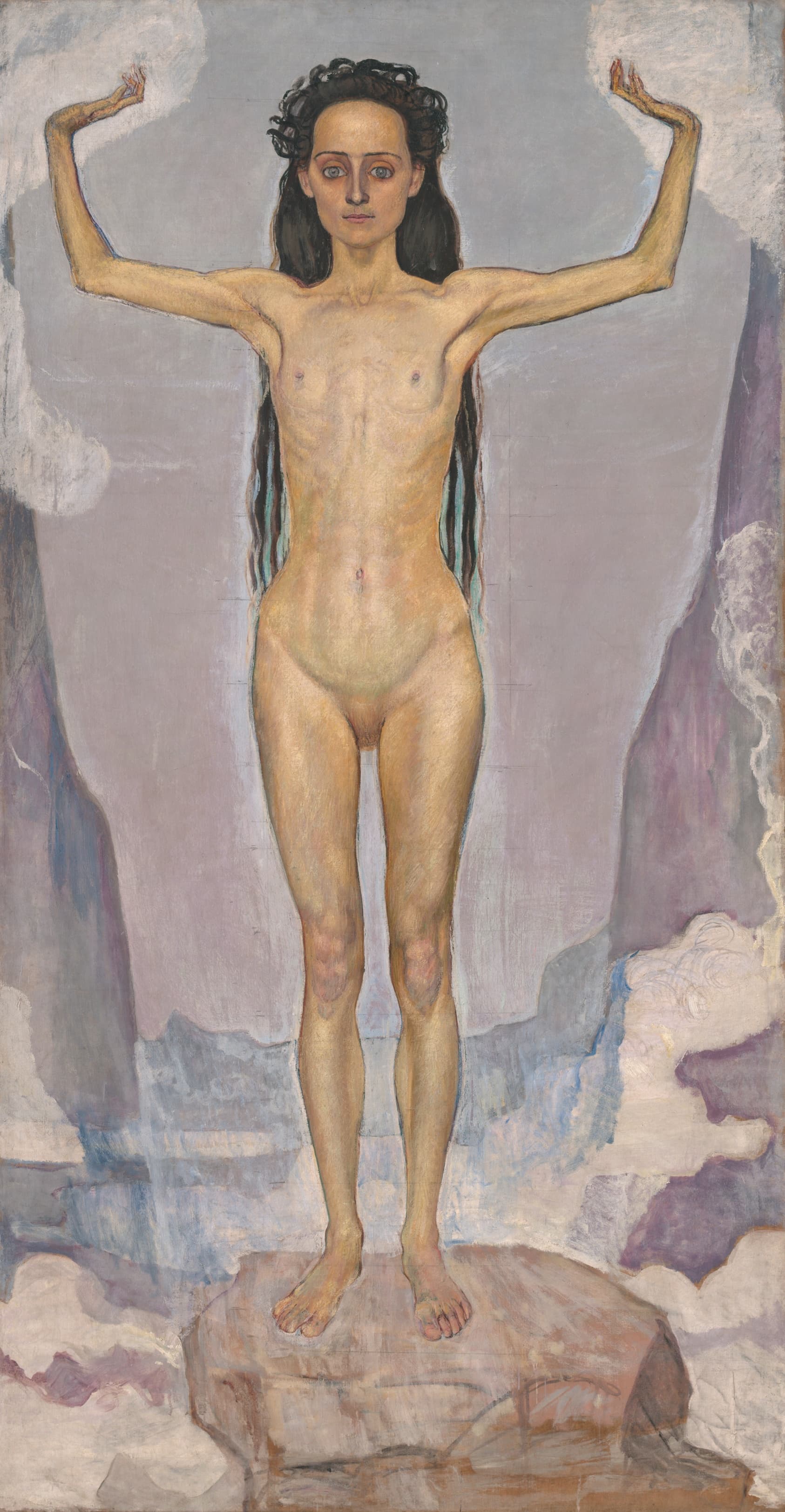 A work made of oil on canvas.